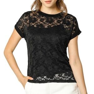 Torrid Black Lace Blouse Tee Plus 2X